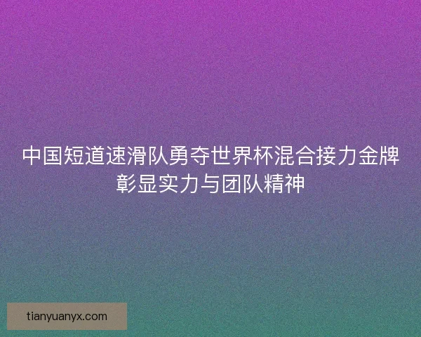 中国短道速滑队勇夺世界杯混合接力金牌彰显实力与团队精神