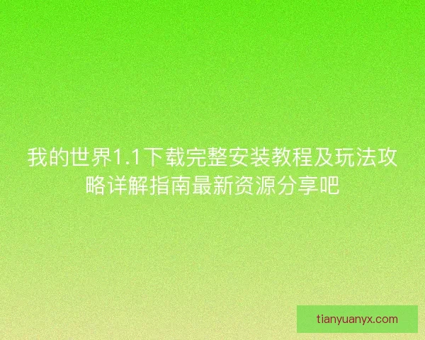 我的世界1.1下载完整安装教程及玩法攻略详解指南最新资源分享吧 我的世界1.1下载完整安装教程及玩法攻略详解指南最新资源分享吧